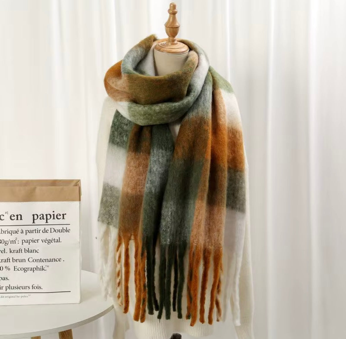 Écharpe Nanaïs coloris Sauge Caramel