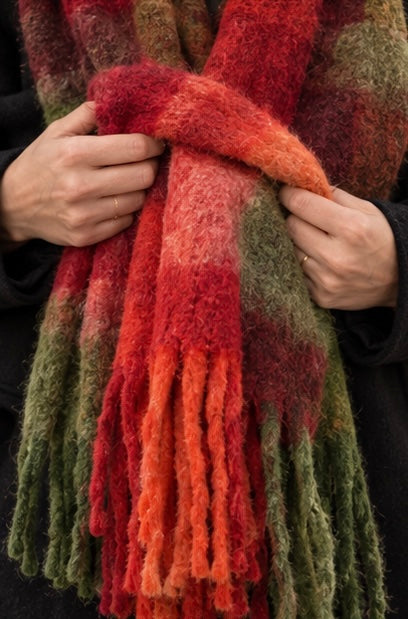 Feu d'Automne, détail de la maille et des franges